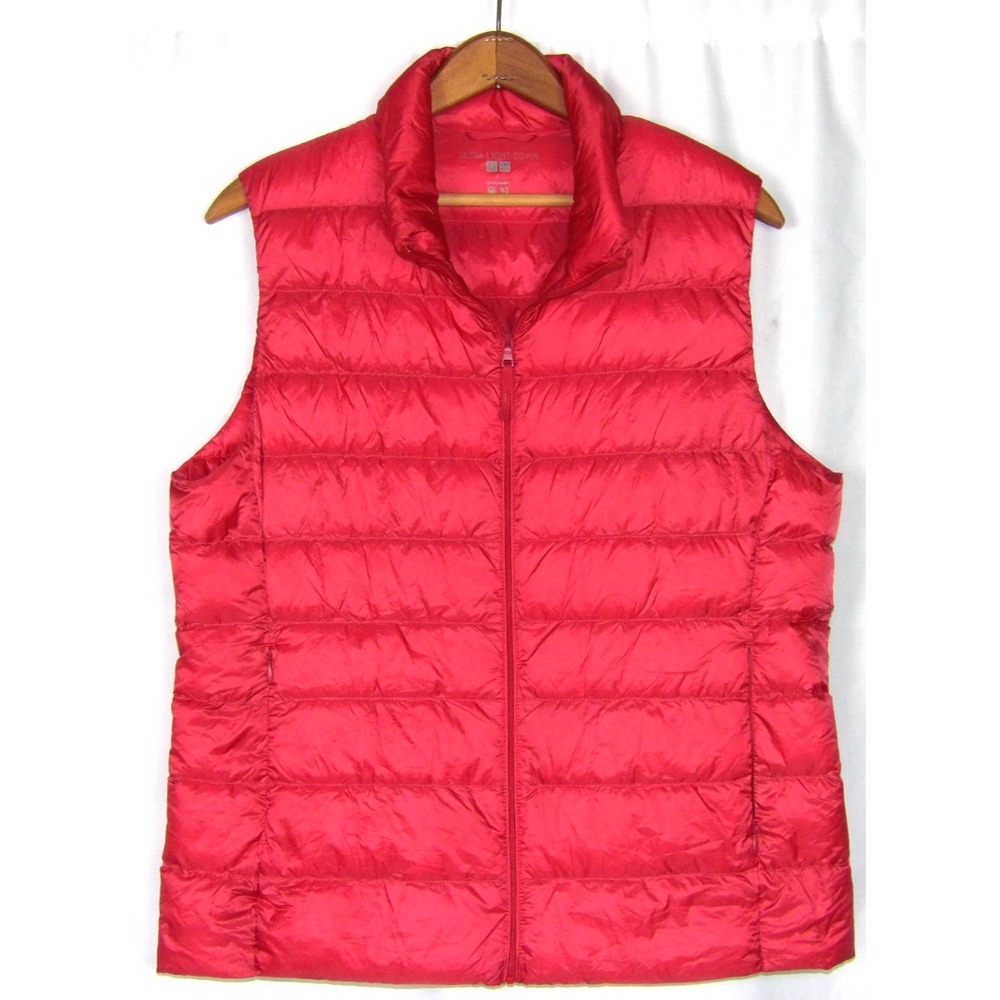 UNIQLO Zip-Up Ultra Light Down Salmon Puffer Insulated Vest Jacket Women's Large